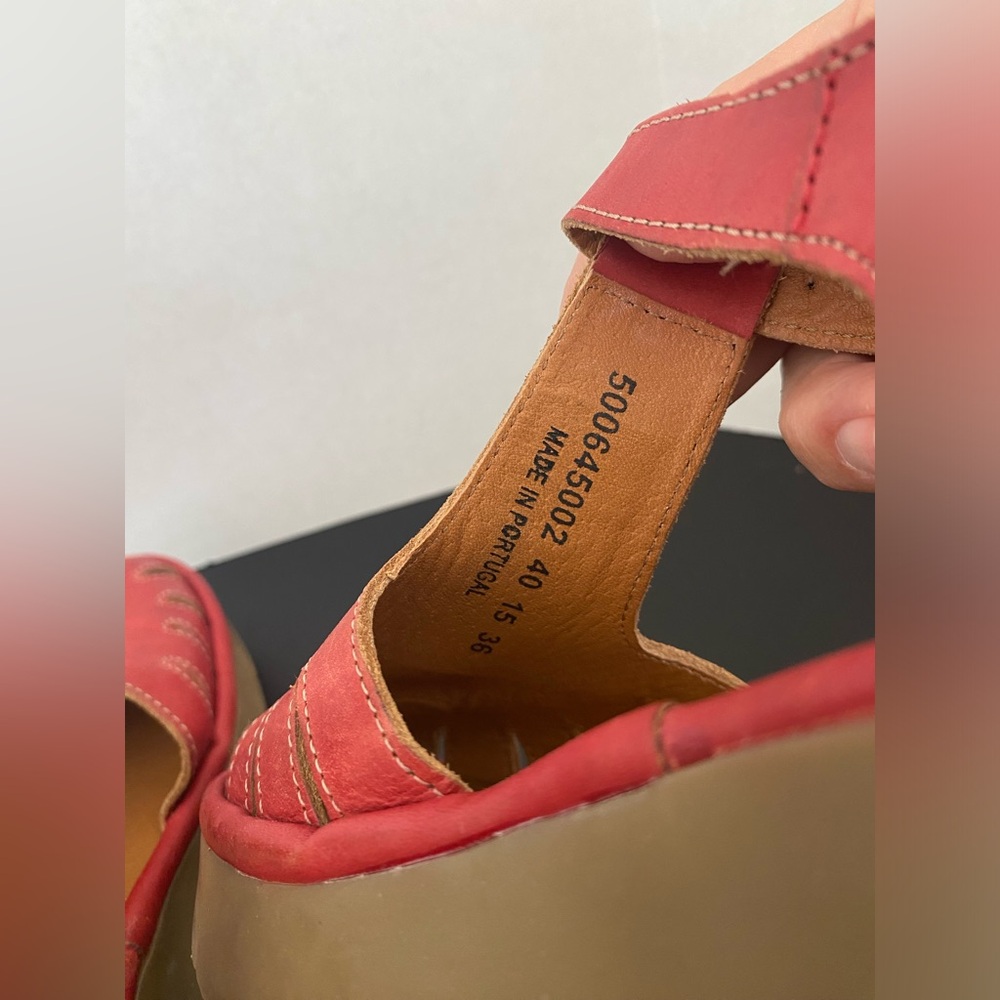 Fly London Red Leather Platform Wedge Heels Mary Jane Pump Size 36 - Picture 6 of 8